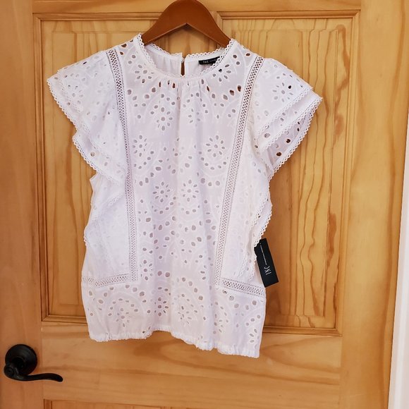 INC International Concepts Bubble-Hem Eyelet Top - Picture 2 of 10